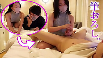 若い日本人男性が初めての手コキを受け、潮吹きと逆カウガールの体位で激しい快感を体験する